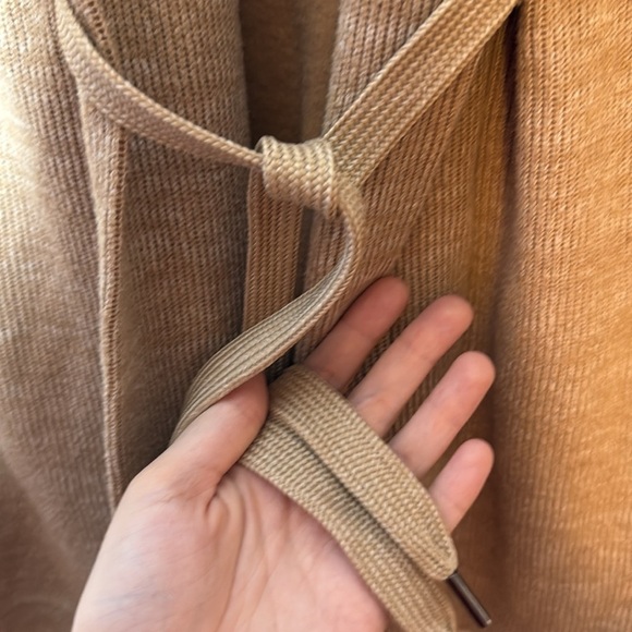 7 For All Mankind Cream Beige Tan Open Tie Waist Ribbed Cardigan Size Small - Picture 3 of 5
